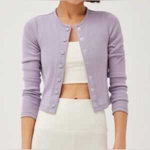 Outdoor Voices NWT Cozy Rib Cropped Cardigan Small “Earl Grey”